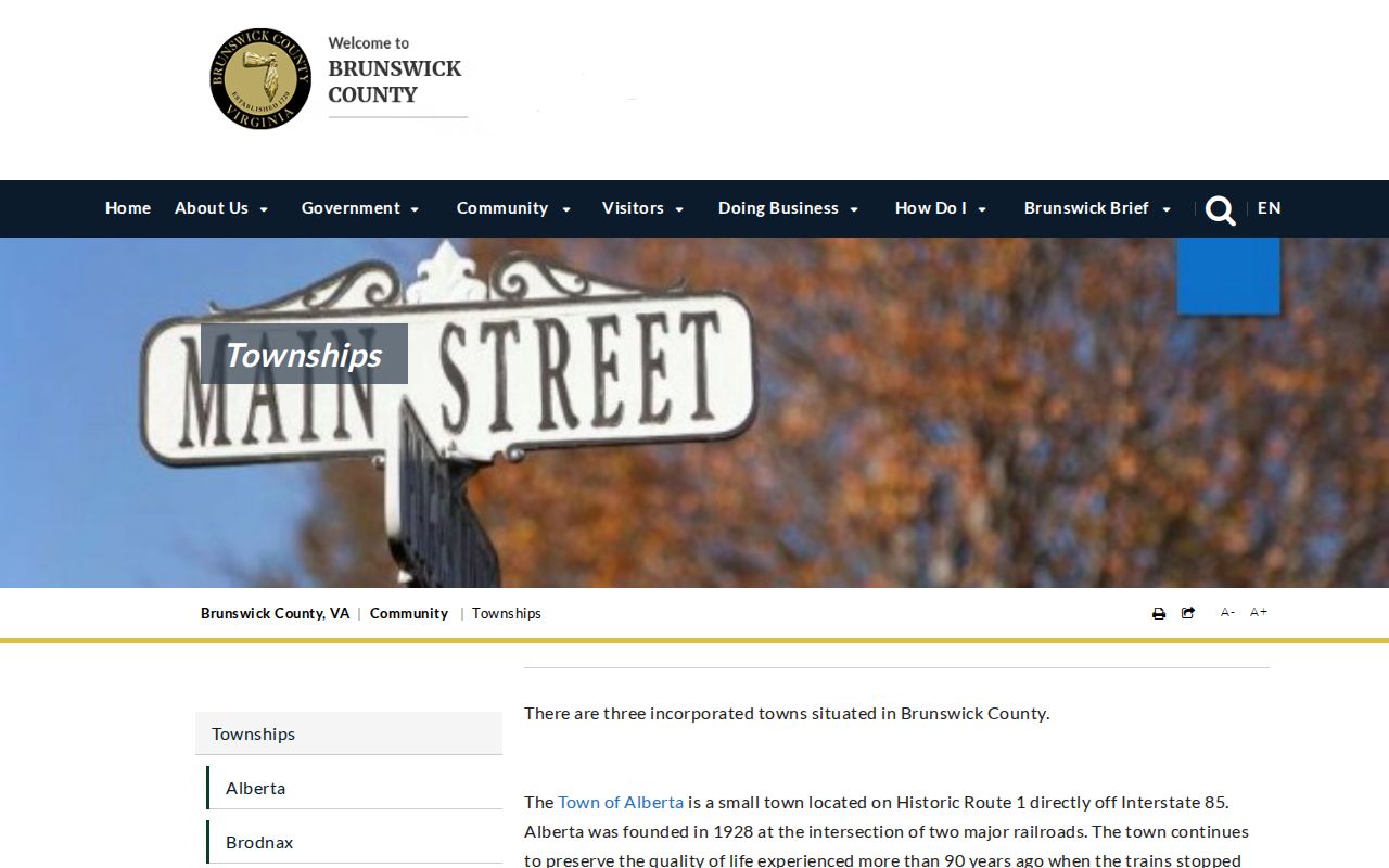 Brunswick County warrant records official list of incorporated towns