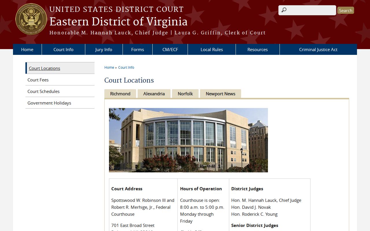 Brunswick County arrest warrant records federal Richmond courthouse information