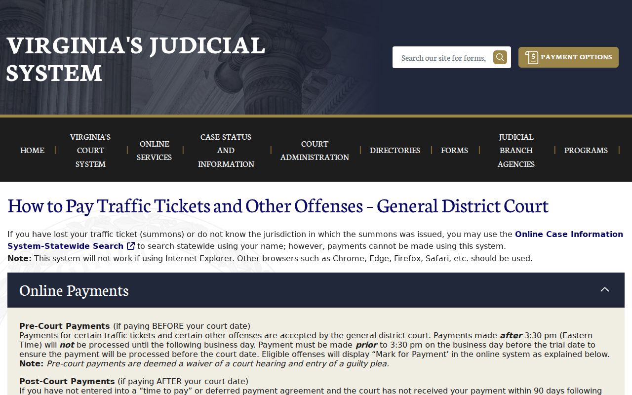 Brunswick County traffic warrant records official court search and payment process